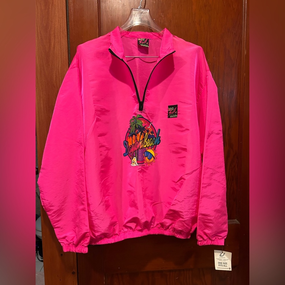 Vintage neon pink Daytona beach deadstock Surf Style Pink Pullover